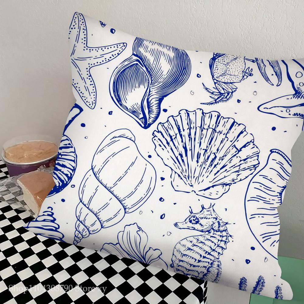 Marine Organism Shells Pillow Case Square Pillow Bedroom Sofa Leisure Comfort Cushion Car Living Room Home Decoration