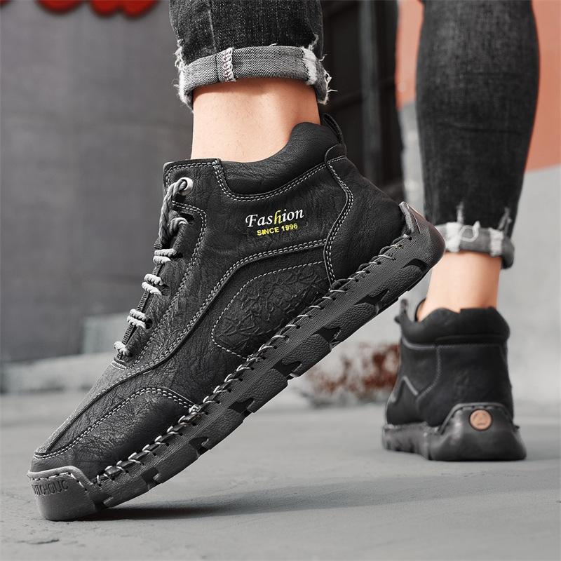 Wiosna / Jesień Męskie Trampki Casualowe za Kostkę Ręcznie Robione Skórzane Buty Plus Size 39-48 Męskie Buty Casualowe