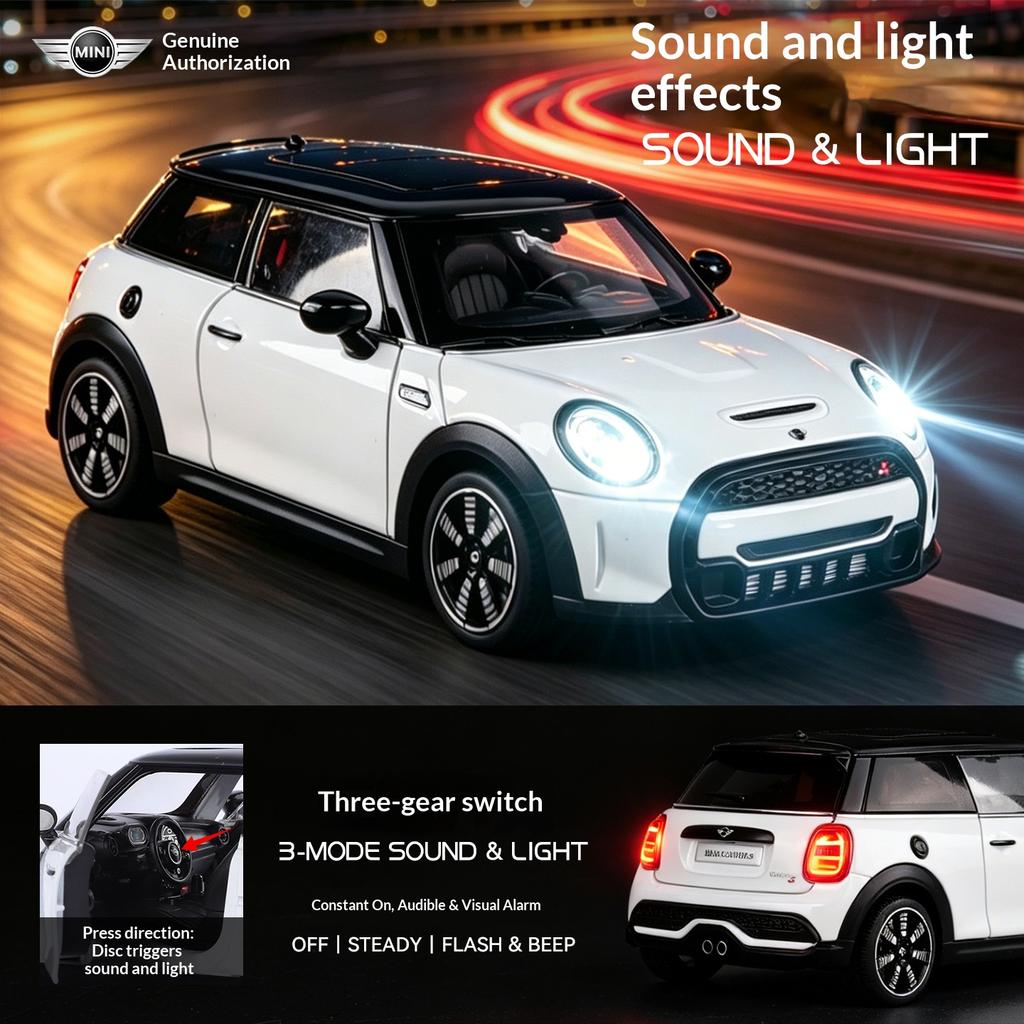 Metal die-cast 1/24 scale MINI COOPER car model simulated tire pulling back and moving forward Halloween gift