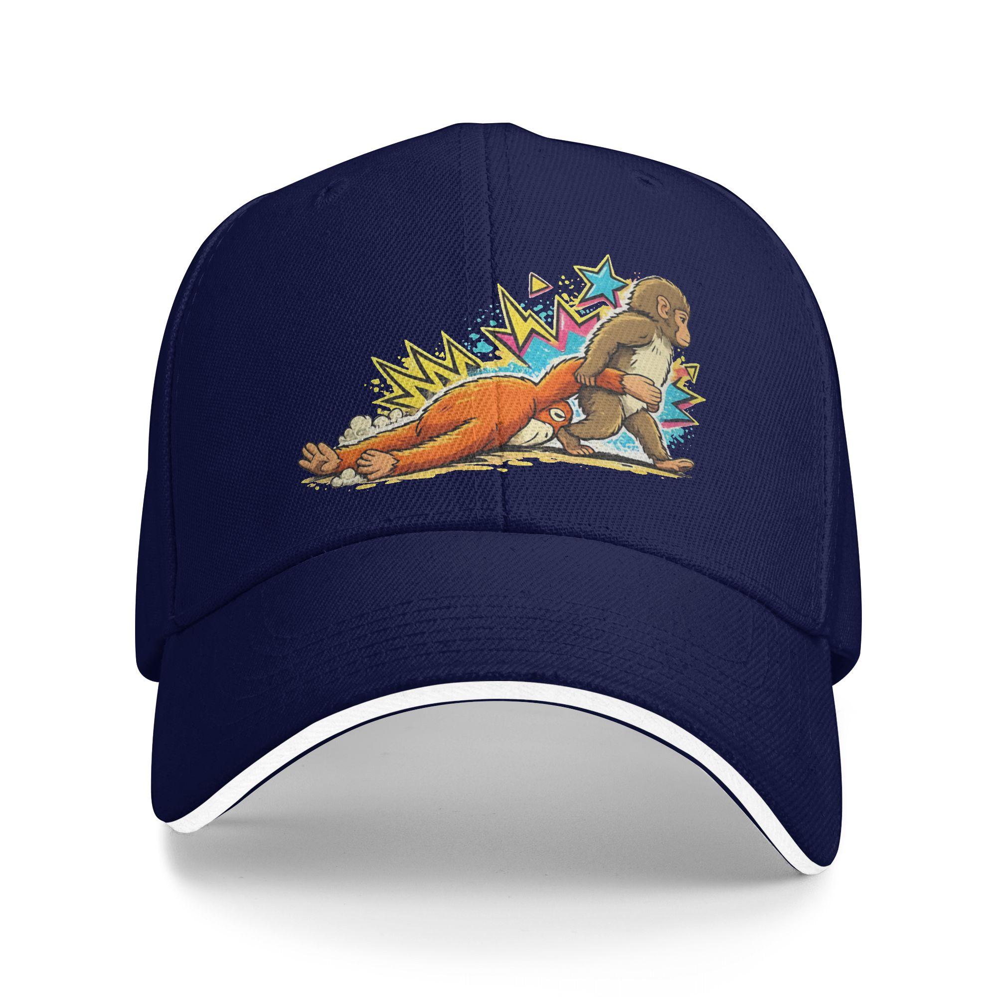 

Baby Monkey Punch Sun Baseball Cap Summer Y2k Funny Hip Hop Hats For Female Male Outdoor Gym Snapback Cap As Picture темно-синього кольору