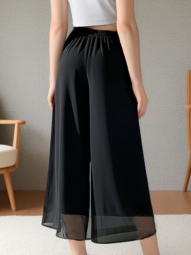 Summer New Style Casual Chiffon Wide Leg Pants Loose Fashion Trousers