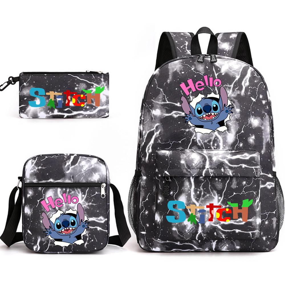 Interstellar Baby Stitch Three-Piece School Bag Cartoon Peripheral Printed Polyester Backpack Student School Bag Leisure Bag