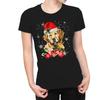 1Tee Womens Adorable Christmas Dog Wearing Christmas Hat T-Shirt
