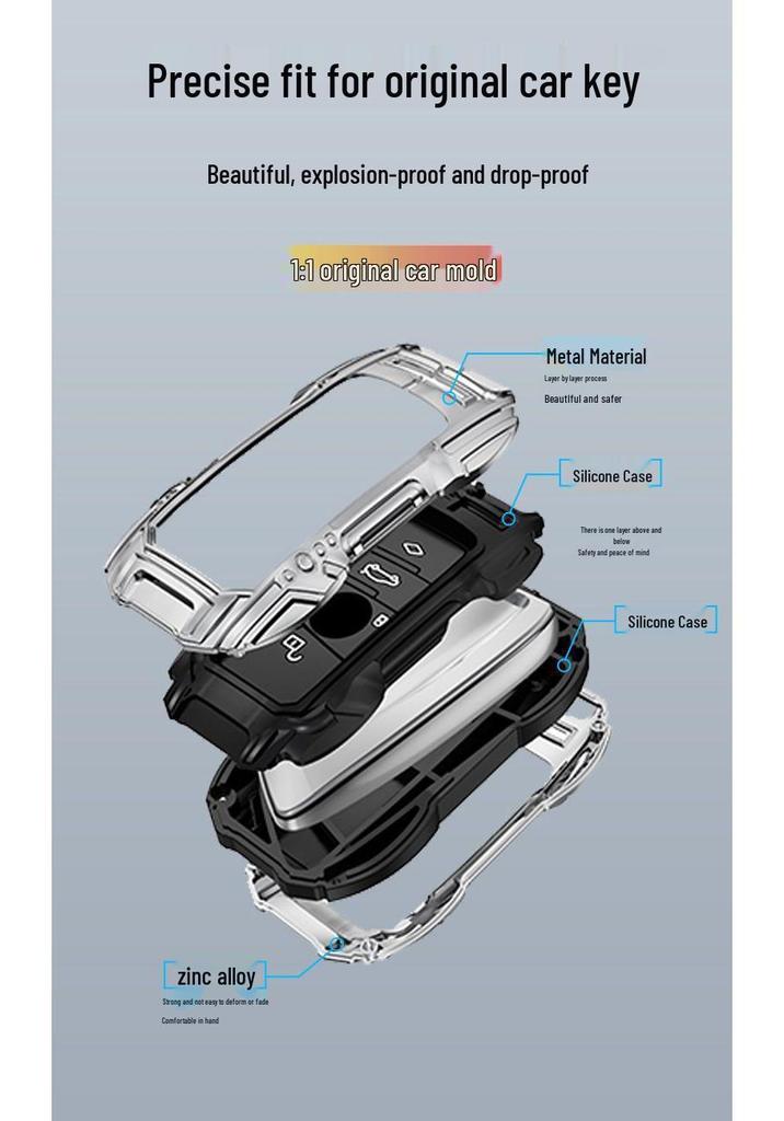 BMW Key Cover: Compatible with BMW X1, X2, X3, 320li, 5 Series, 3 Series, 7 Series, 525li - Metal Business Shell Case.
