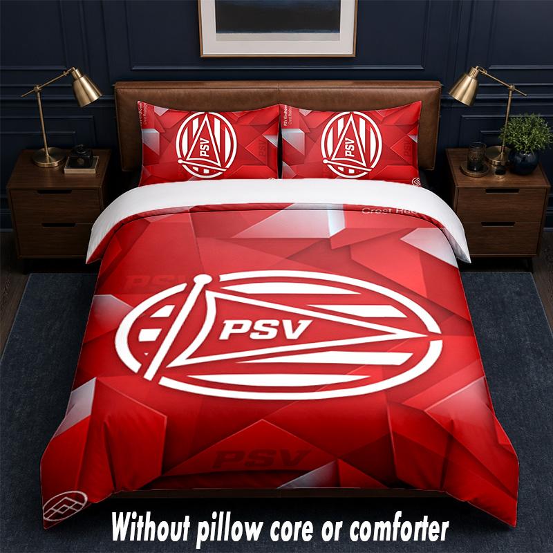 PSV Eindhoven FC Design Bed Bedding Set 1 Duvet Cover + 2 Pillowcases Soft Breathable Household Bed Linens