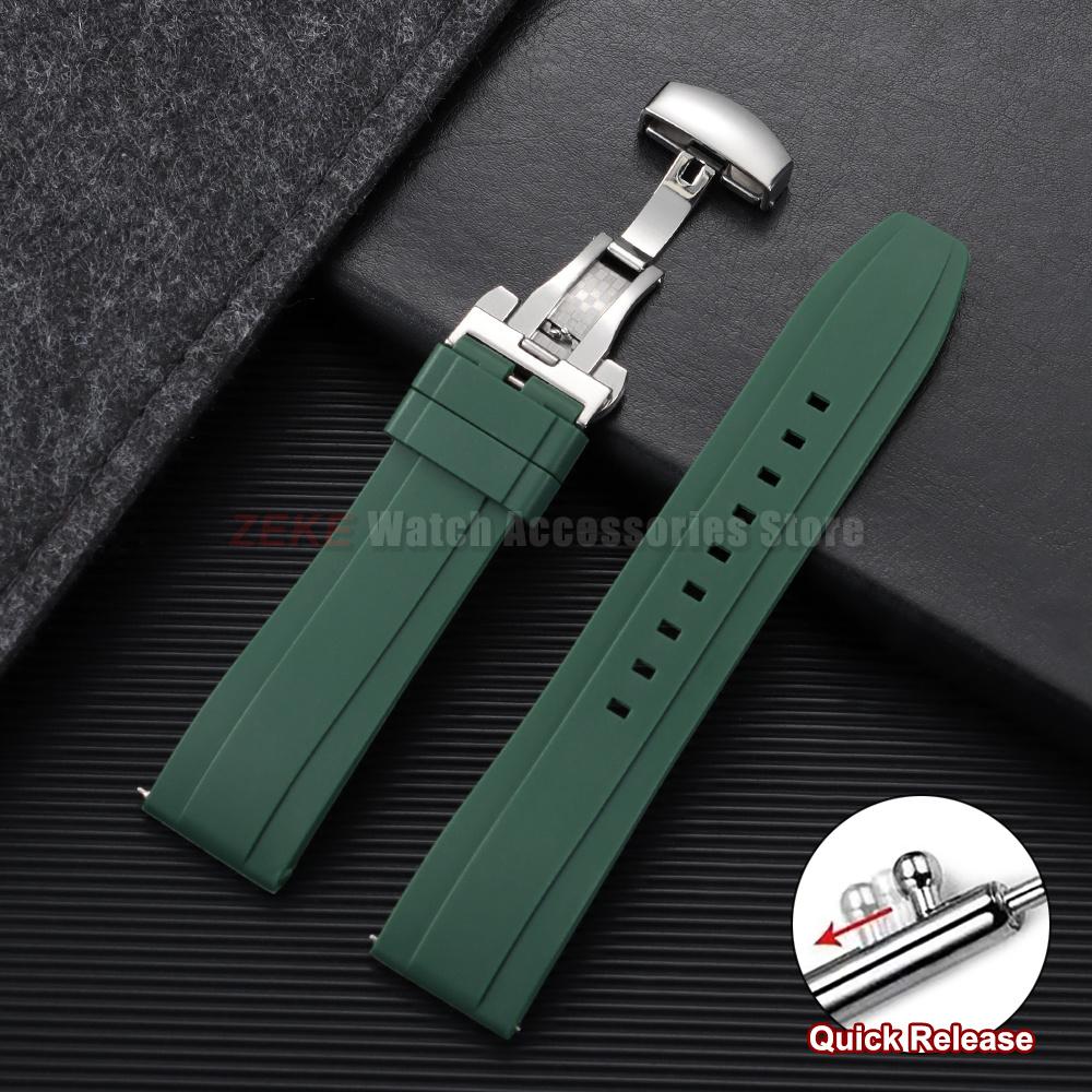 Waterproof Sprots Rubber Watch Band for Swatch 20mm 22mm 24mm Replacement Wristband for Omega Black Quick Release Rubber Strap