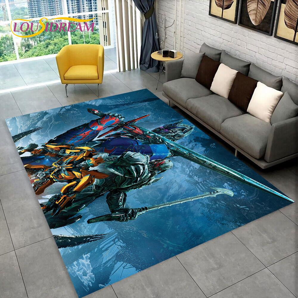 Cartoon T-Transformers Autobots 3D Rug Carpet for Living Room Bedroom Home Decor,Floor Mat Non-slip for Sofa Doormat Gift Kids