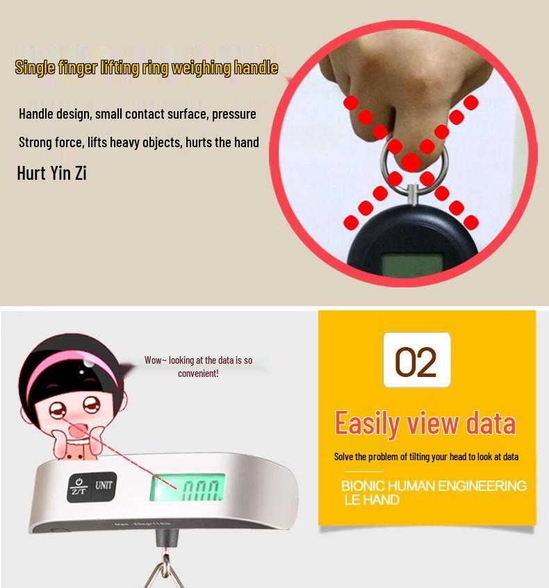 50KG Portable Electronic Luggage Scale with Hook and Thick Handle