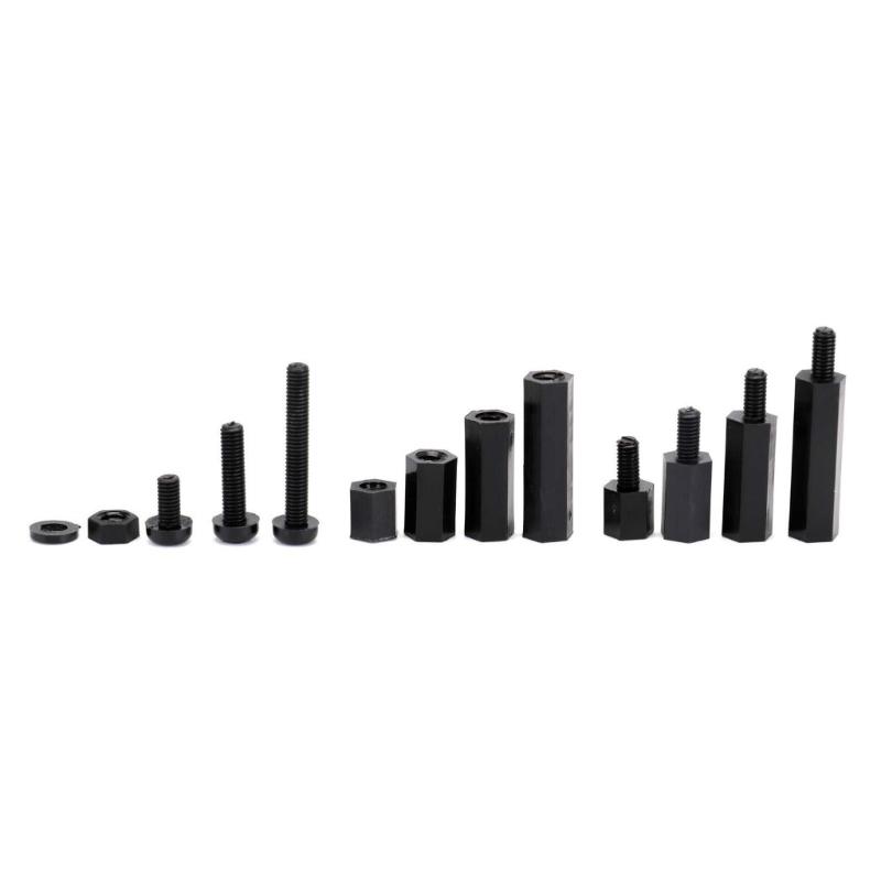 380Pcs Nylon Standoff Set with Spacers, Screws, and Nut 3mm Nylon Hexagonal Washer Nut with Storage Box Enduring