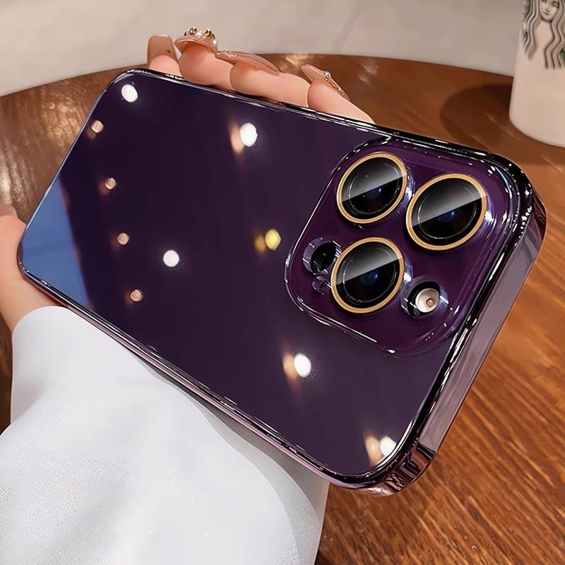 Plating Glass Lens Film Protection Case For For Iphone 17 16 1 14 13 11 12 Pro Max Tempered Glass Shockproof Bumper Hard PC Cover