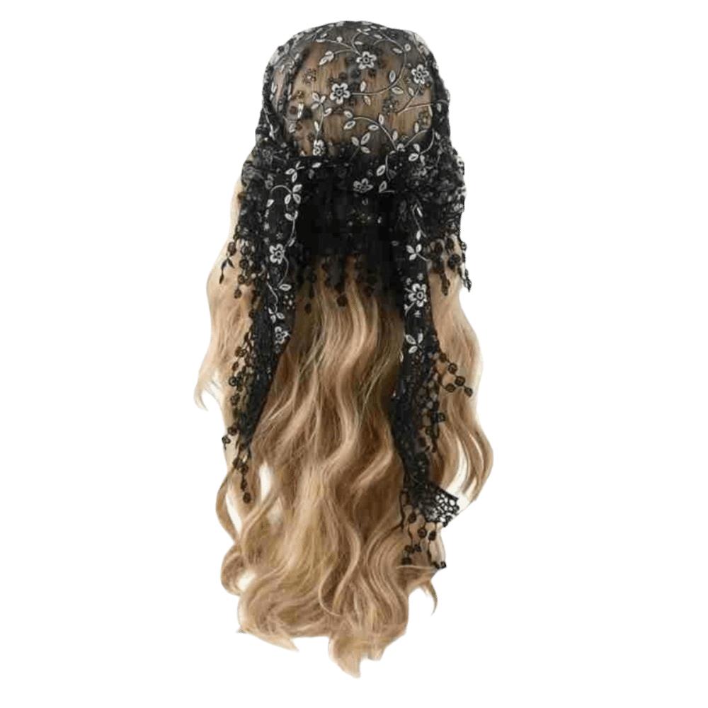 Vintage Breathable Floral Lace Shawls Elegant Lace Flower Tassel Spanish Lace Mantill Embroidered Thin Headwrap Women Wedding