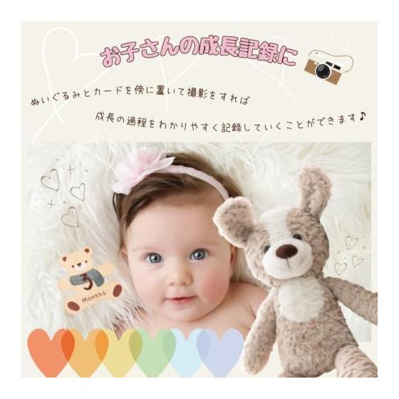 MIHI Plush Toy Christmas Wooden (Bear Shape) Monthly Card Set Animal Fluffy Cuddly Toy First Toy Letter Banner Milestone Photo Gift Baby Shower