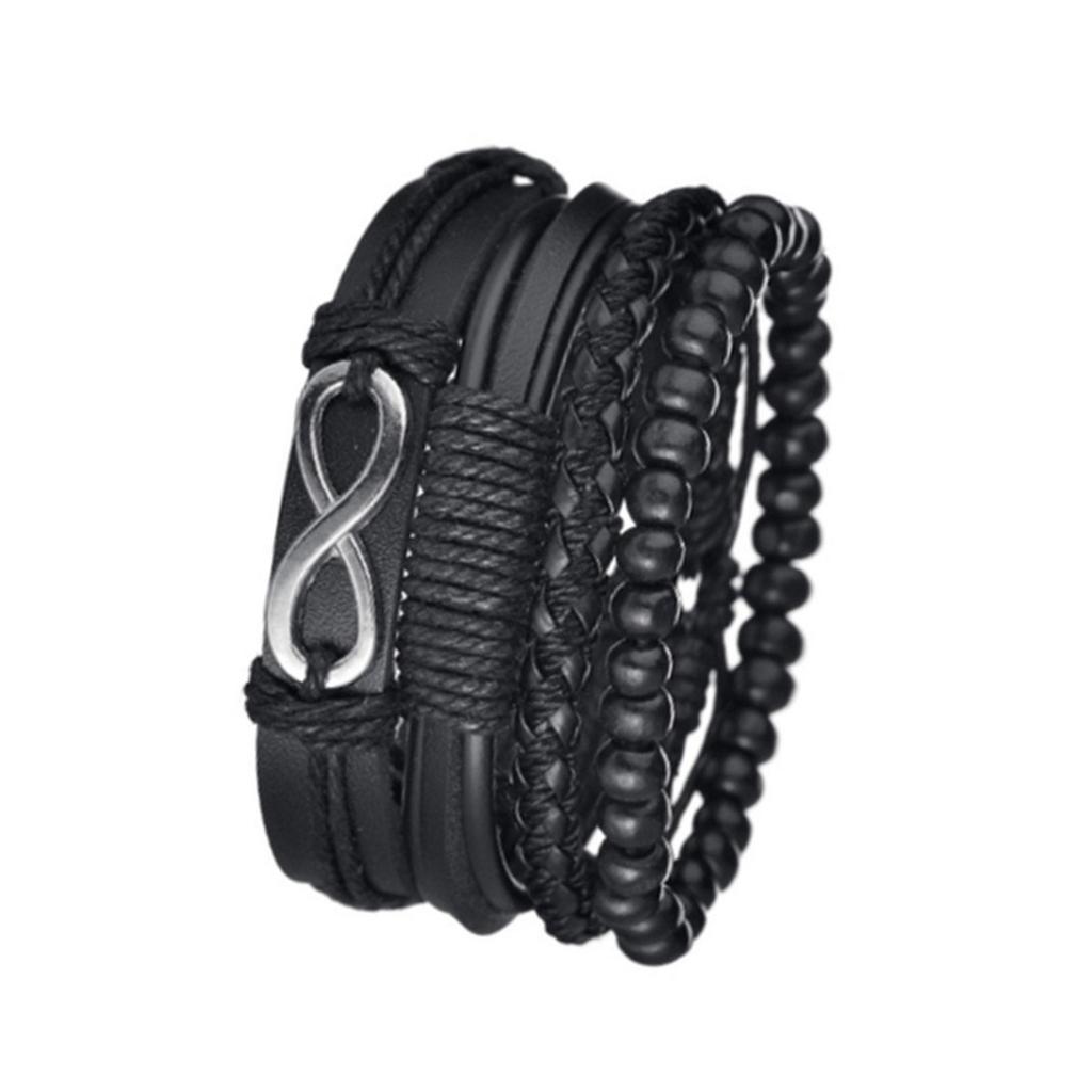 Men'S Casual Fashion Mesh Strap Simple Watch + Bracelet 4-Piece Men'S Watch Quartz Watch