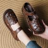 Wedge heel hollow sandals comfortable and lightweight summer soft-soled mother shoes thick-soled leather Roman women's shoes
