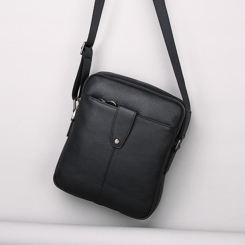 Men'S Leather Messenger Bag Shoulder First Layer Cowhide Business Casual Vertical Phablet Mobile Phone Bag Men'S Bag Business Commute