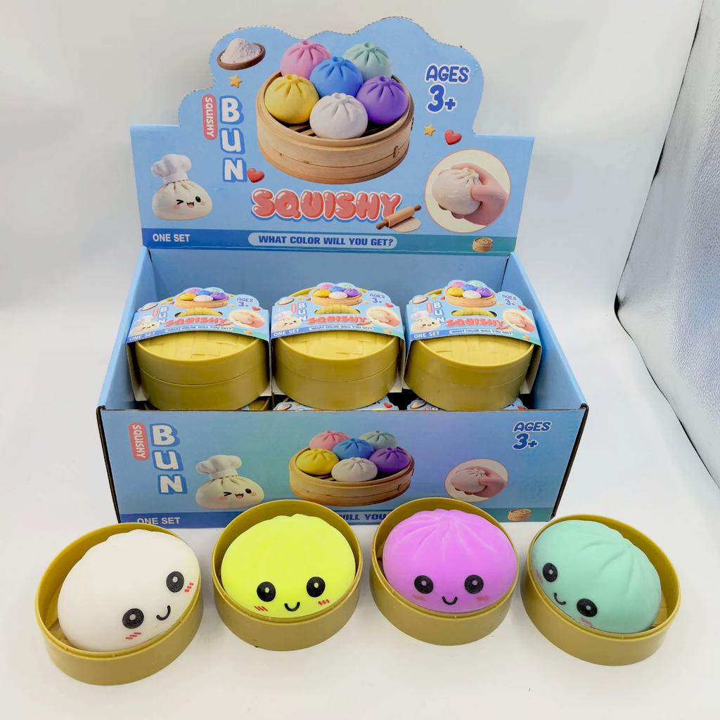 Kids  Childrens Stress Relief Steamed Bun Toy Portable Travel Slow Rising Smiling Bun Sensory Toy Adults Soft Stress Toy