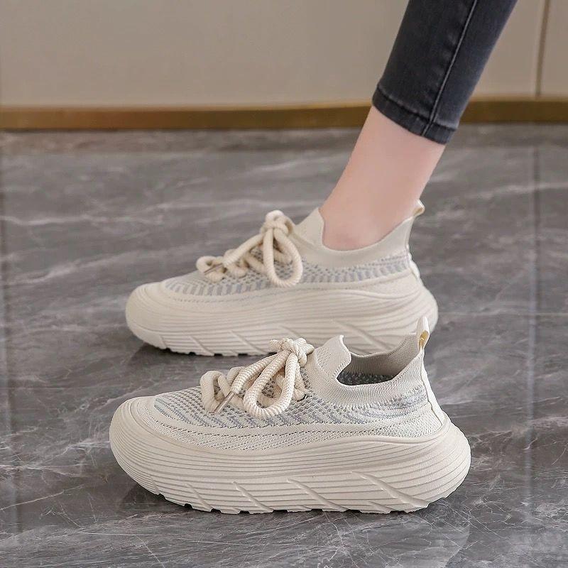 Fashion Women's Casual Shoes 2025 Knit Mesh Sport Shoes Slip-On Comfortable Breathable Versatile Spring Autumn EVA Insole Rubber Outsole