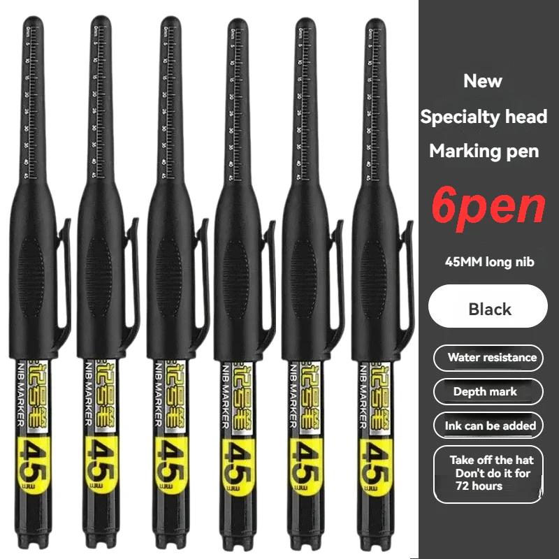 45mm Tip Waterproof Long Head Marker Pen set Quick-Dry Ink for Woodworking Construction Deep Hole Non-Toxic Black Red Blue White