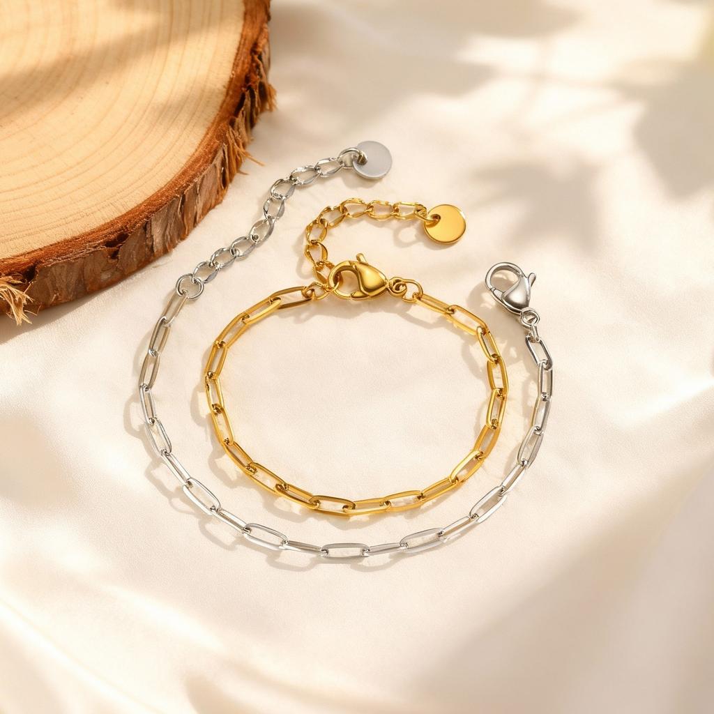 Fashion Link Chain Bracelet for Baby,Never Fade Stainless Steel Adjustable Wristband,Minimalist Hip Hop Jewelry Gift