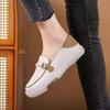 One-pedal women's shoes autumn new little white shoes breathable non-slip soft leather soft sole shallow mouth beef tendon sole