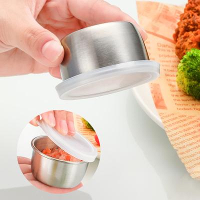 1/6Pcs Salad Dressing Containers 40ml Stainless Steel Sauce Cup Reusable Leak-Proof Condiment Sauce Dip Containers with Silicone Lids