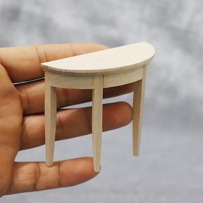 1/12 Scale Miniature Wooden Half-Round Table Model Ornament - DIY Miniature Kitchen/livroom Scene Decoration - Perfect Gift