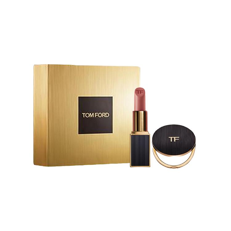 Tom Ford Ограниченный набор макияжа с помадой, Сатиновая стойкая увлажняющая помада-бальзам для губ, легко растушевываемая, 3 г + Зеркало для макияжа