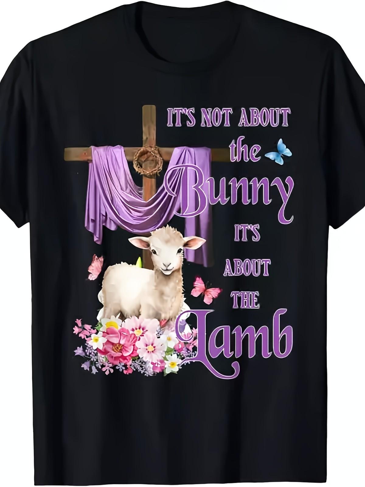 Christian Easter Lamb T-Shirt | It s Not About The Bunny Religious Grace Tee XL