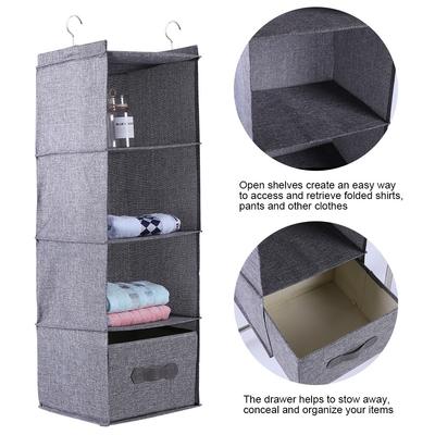 Hangende Garderobekast Kleding Kledingopslag Houder 4 Planken met Lade (Grijs)