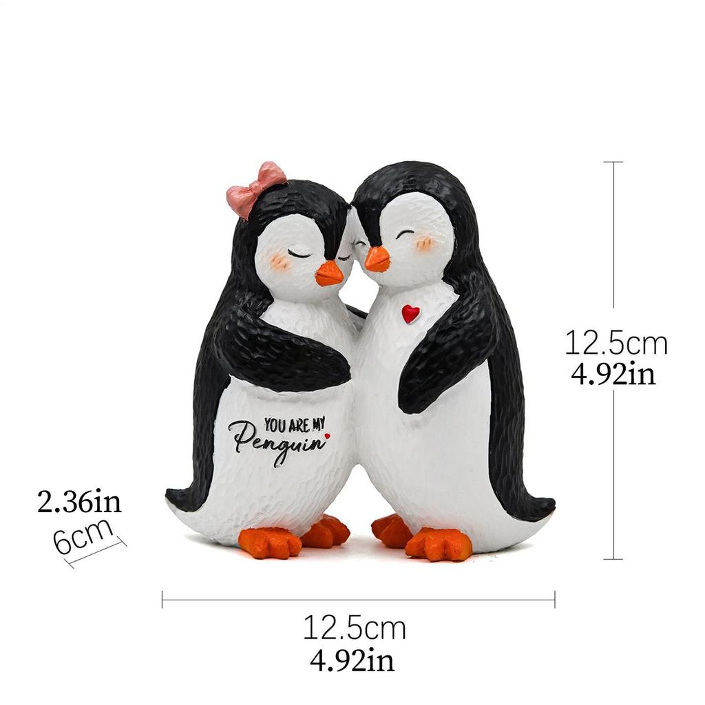 Couple Penguin Figurine Cute Romantic Resin Penguin Lovers Statue Home Decor For Christmas Birthday Valentines Day