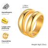 Chunky Zirconia Dome Ring for Women, Double Layered Stainless Steel Bold Stacking Croissant Statement Ring Jewelry