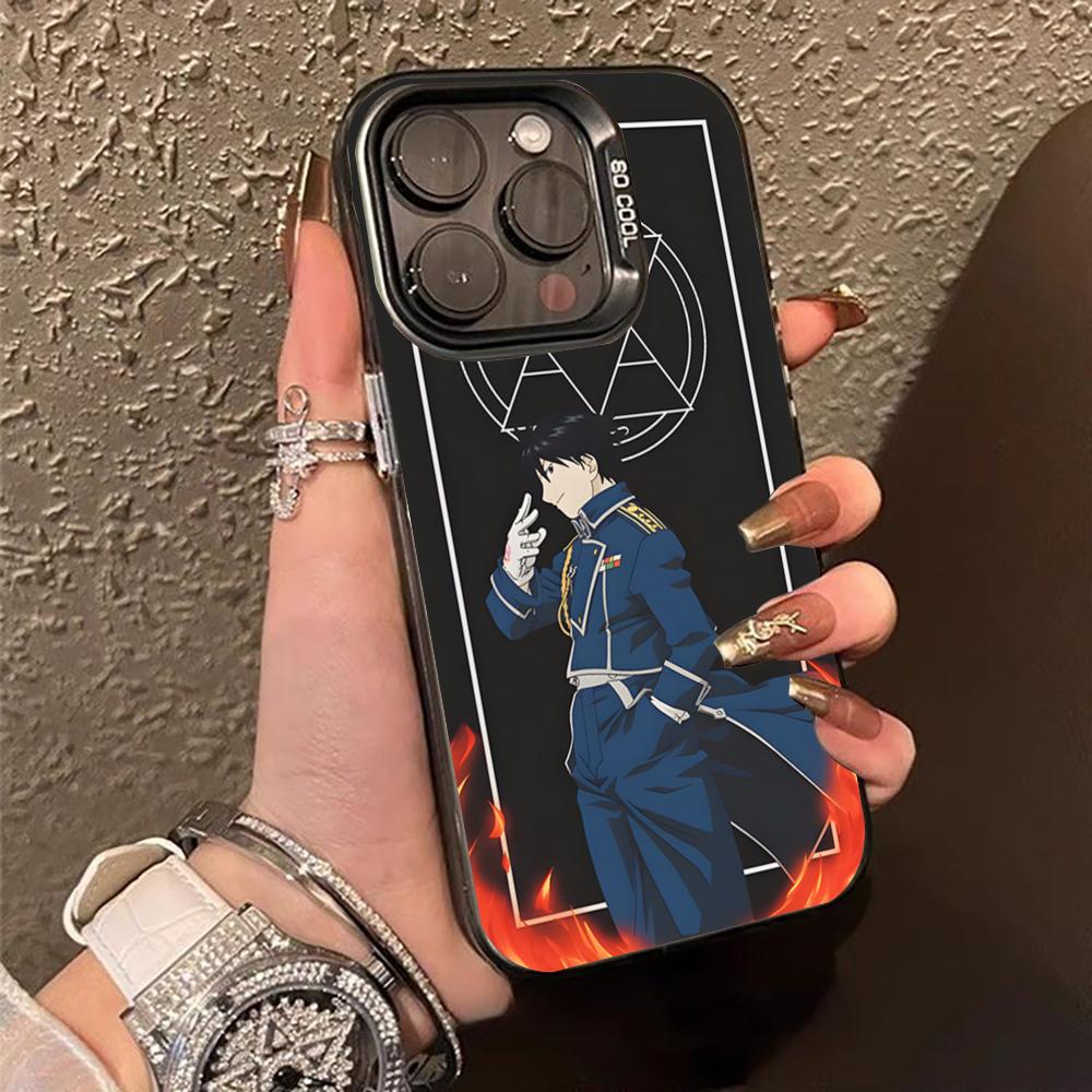 Anime Fullmetal Alchemist Phone Case black IMD Colorful Silver Suitable soft case for iPhone 16 15 14 13 12 11 XS Pro Max