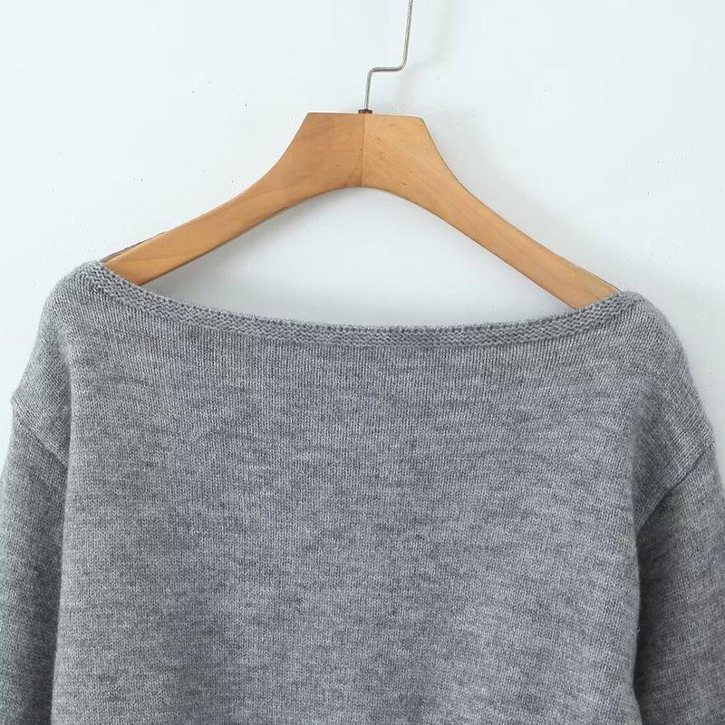 Za New Fall Women's Clothing 2025 Fashion Style French Retro Fashion Long Sleeve Sexy off-the-Shoulder Shoulder-Baring Sweater