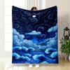 Swirling Patterns of Waves, Clouds, and a Starry Night Sky with a Moon. for All Seasons Blanket Lunch Break Throw Gift