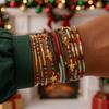 12-Piece Holiday Pentagram Bracelet Set - Festive European & American Style Jewelry