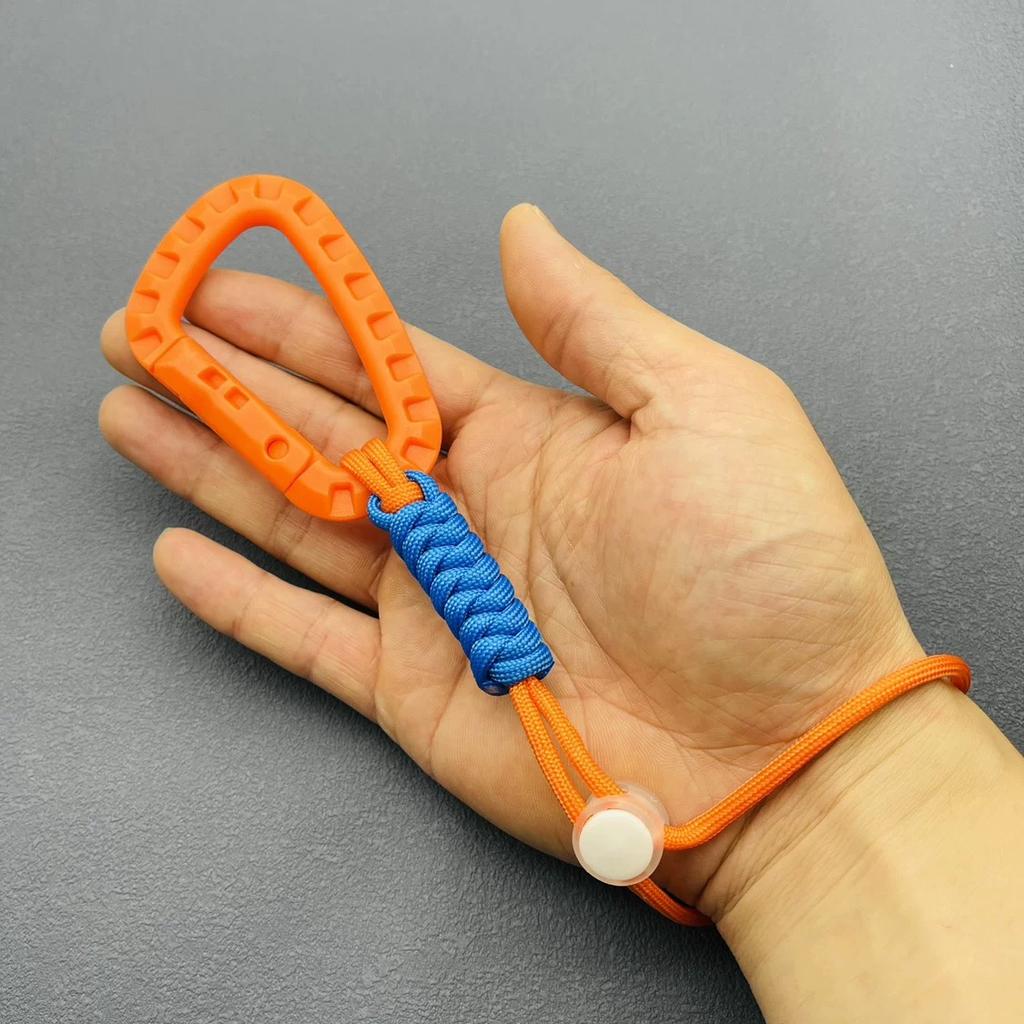 Hand-woven Paracord Carabiner Anti-lost Adjustable Keychain Outdoor Hiking Tools Kettle Buckle Hooks Backpack Accessories