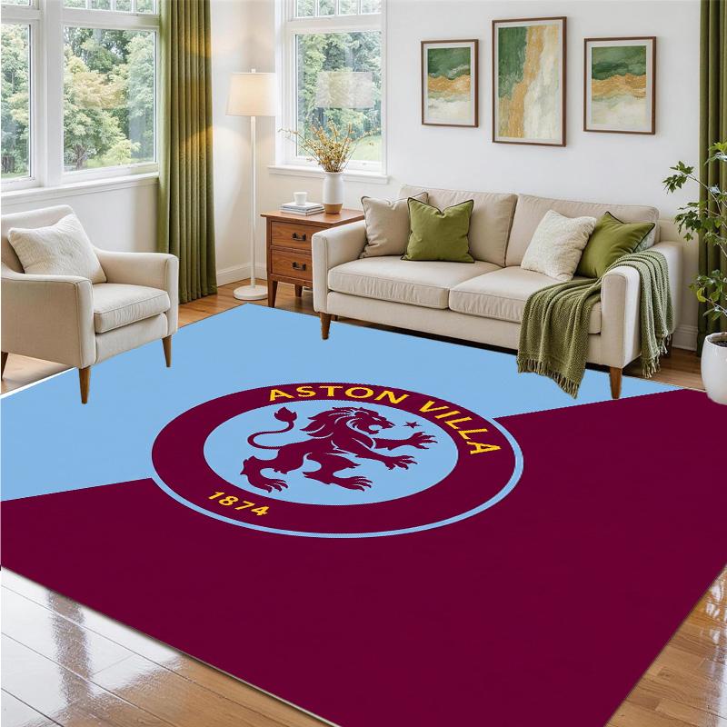 Aston Villa Football Design Crystal Velvet Rug Soft Decorative Mat for Bedroom Entrance