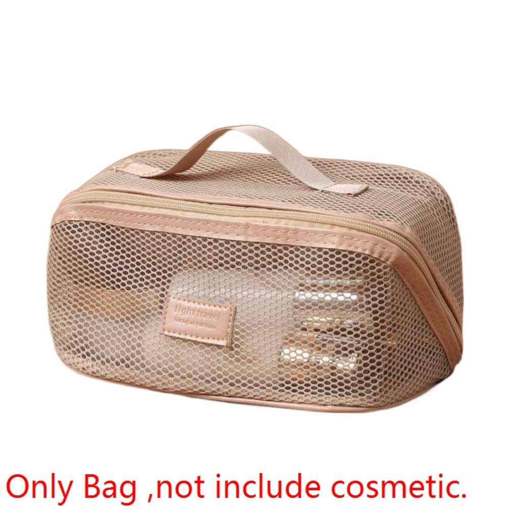 Solid Color Mesh Cosmetic Bag Large Capacity Pillow Makeup Pouch Transparent Makeup Bag  Lady