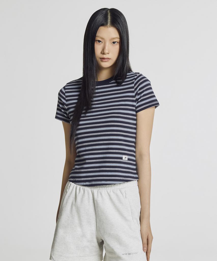 Nyuballanseu Nbneg2W442 / Women Essential Fitted Striped Short Sleeve Tee (Navy)