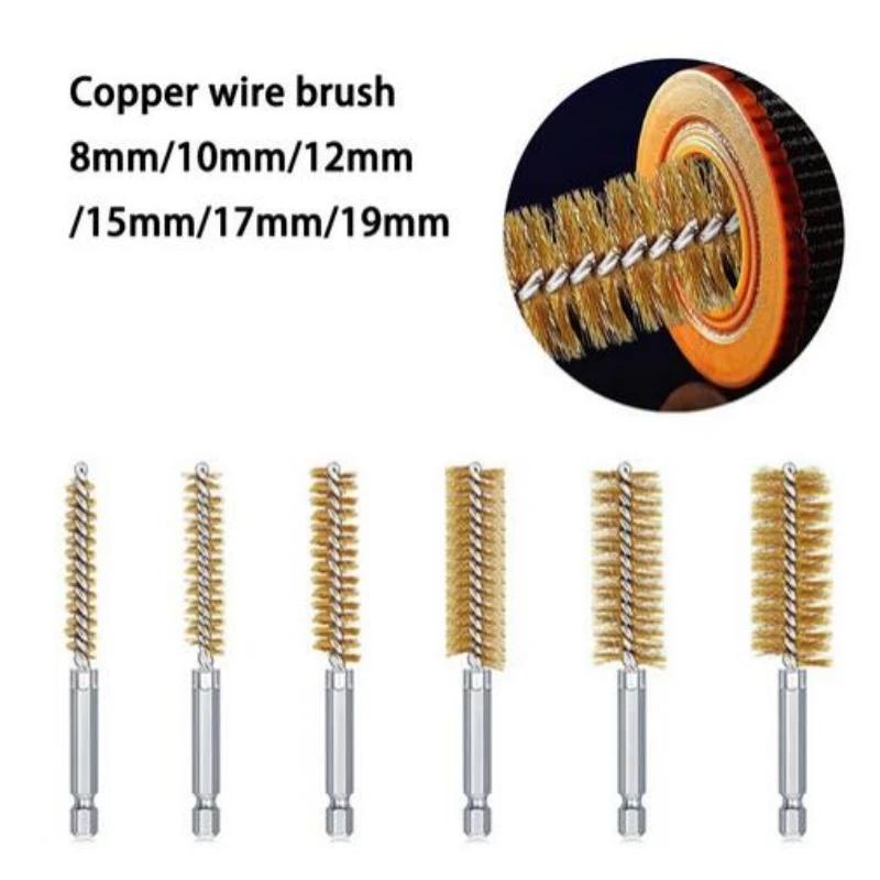 Modă 6 BUC Perie Pistol Mâner Hexagonal Curățare Țevi Dragare Sârmă Metal Curățător Cămin Spălare Lustruire Unelte