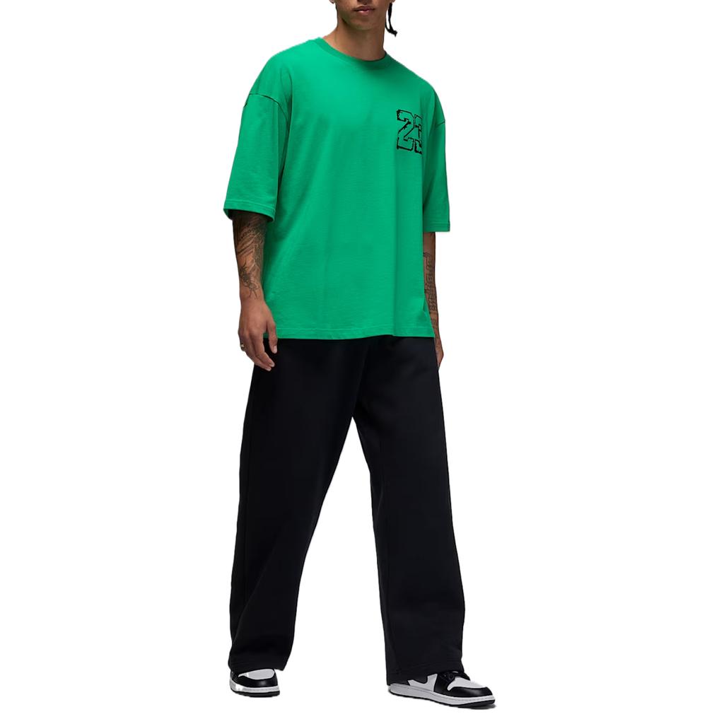Jordan T Shirts Men's Green Crew Neck Moderate IH7303-324