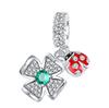 Luckly Four Leaf Shamrock Dangle Charm Copper Family Tree Flower Bead Pendant Compatible With Authentic Bracelets Necklaces Jewellery