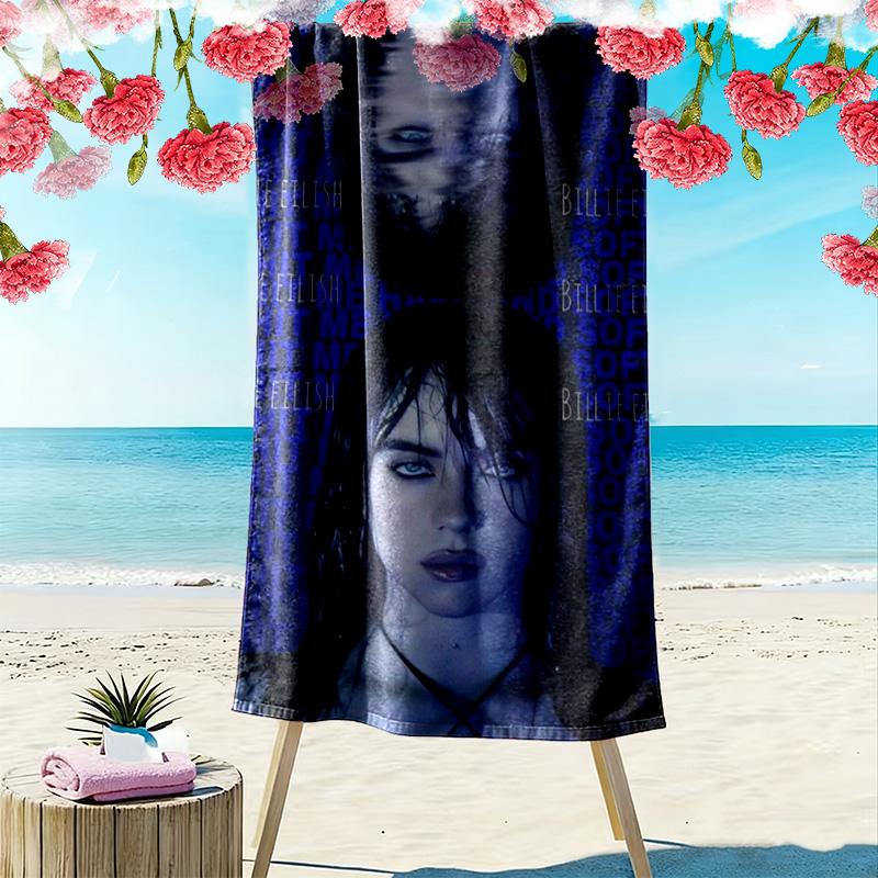Asciugamano da Spiaggia con Stampa Billie Eilish, Asciugamano Grande Morbido ad Asciugatura Rapida per Spiaggia Campeggio Nuoto