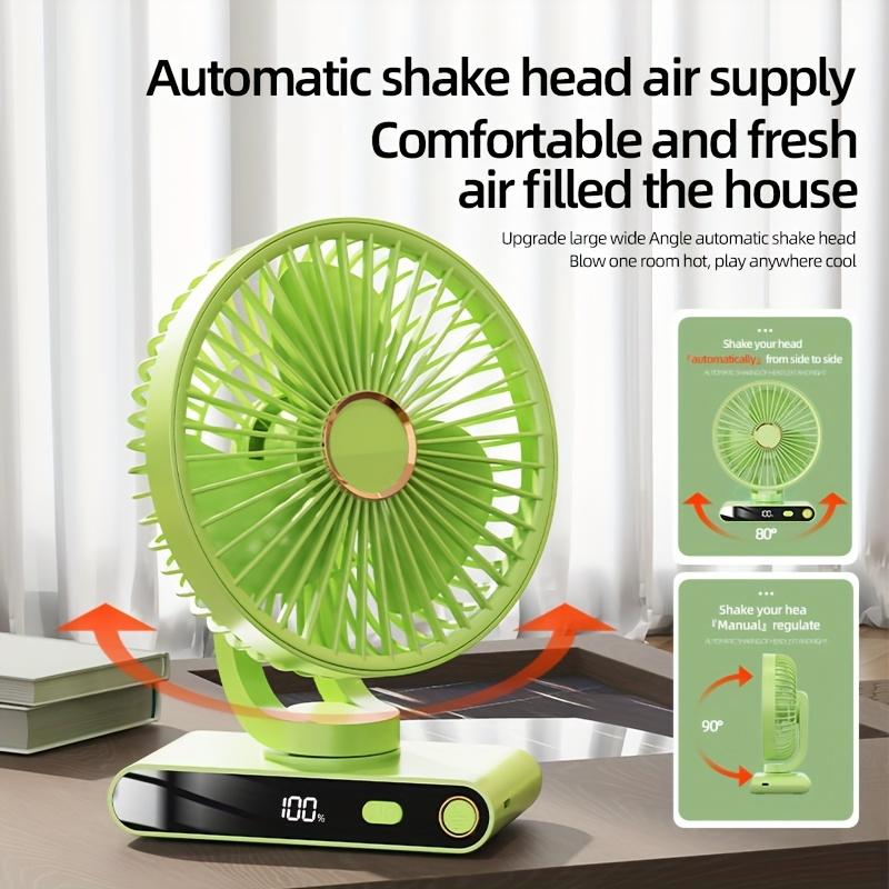 Desktop Portable Handheld Fan,2000Mah Rechargeable Fan Features Five Speed Settings, Night Light Option, And a Digital Display