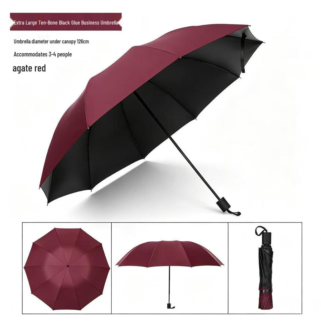 Extra-Large Folding Double Person Sunshade Umbrella with Black Glue Protection