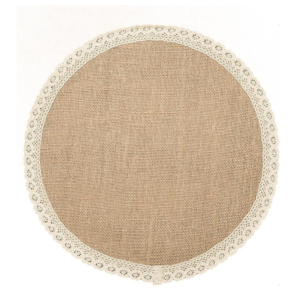 Sottopiatti Rotondi in Juta Naturale con Motivo Floreale Ecologico Vintage Decorazione da Pranzo per Uso Domestico