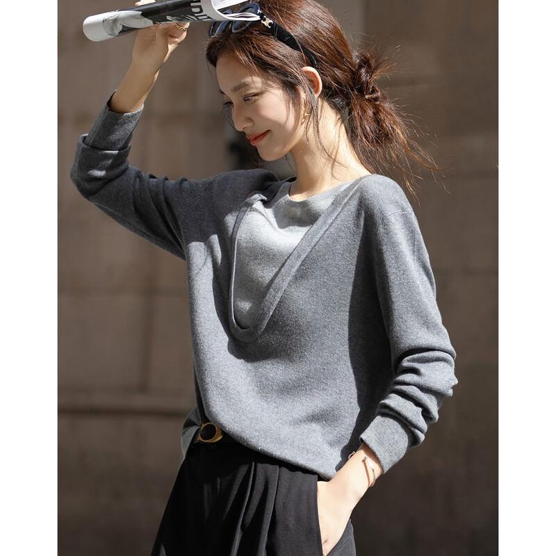 Demana Women's Faux Layered Colorblock Wool Blend Knit Sweater