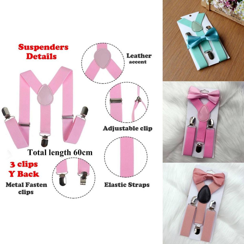 Stylish Kids Elastic Suspenders And Bow Tie Set For Boys And Girls In Multiple Colors