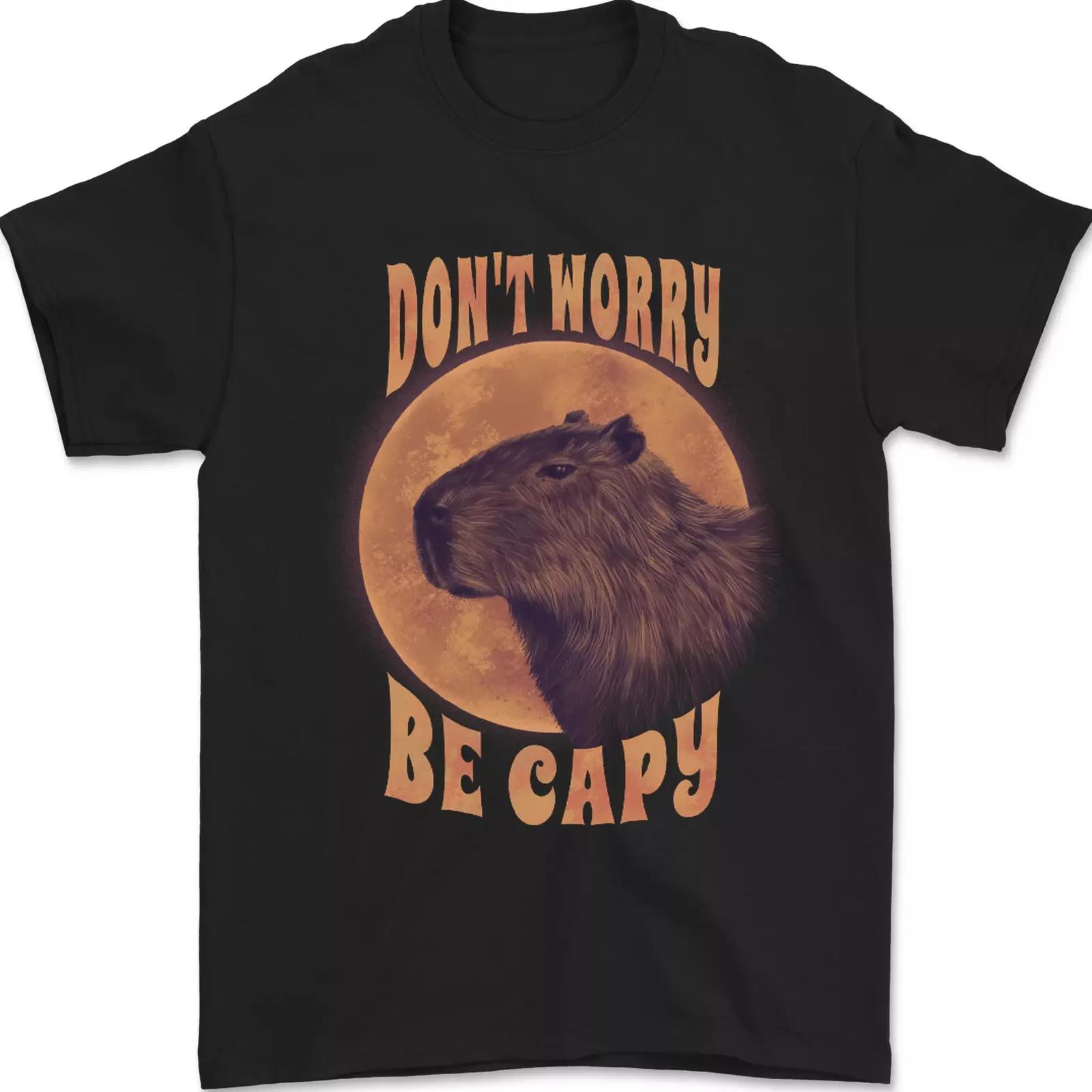 

Dont Worry Be Cappy Funny Cappybara Mens T-Shirt 100% Cotton 3XL