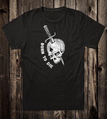 Retro Prison Tattoo Tee T Shirt Vtg Art Skull Dagger Born To Die